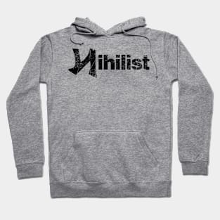 Nihilist Distressed Style Symbol Design Hoodie